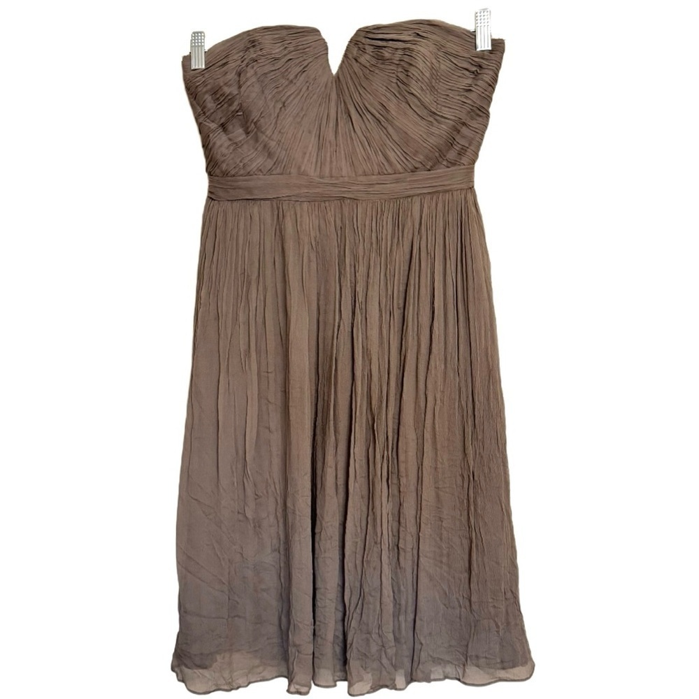 J Crew Nadia Silk Chiffon Dress Strapless Gray Lined Size 4 Cocktail Party